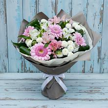 Букет цветов из:  Герберы, Альстромерии и Хризантемы в Рыбном