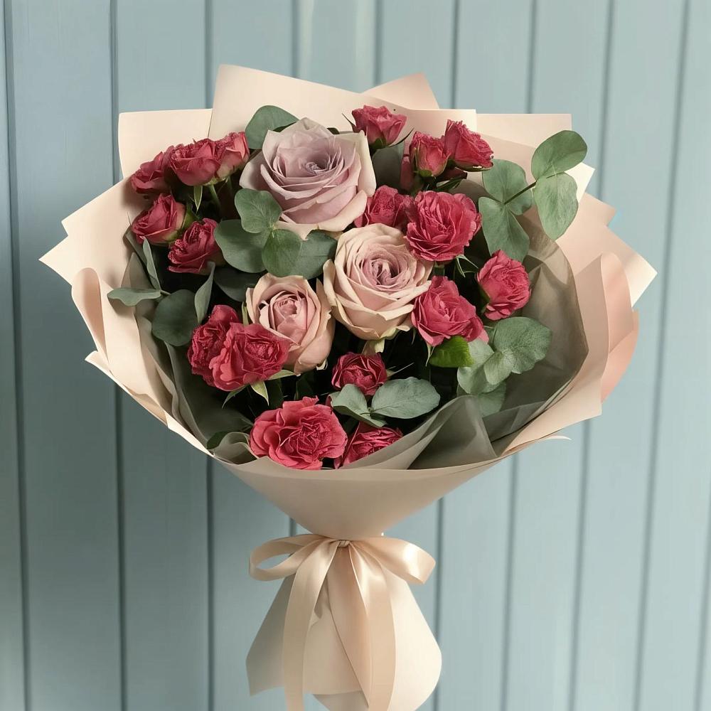 Букет цветов из: Гвоздики и Розы в Рыбном
