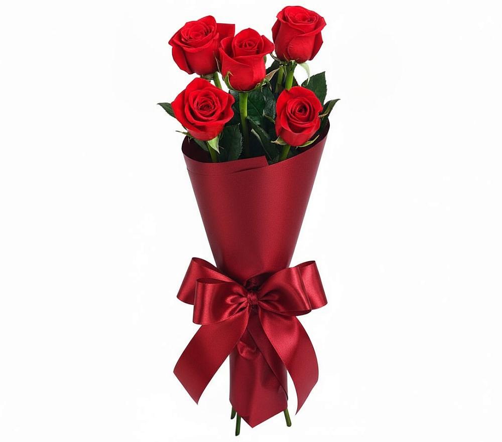 Букет 5 Красных роз Эдлесс Лав в Рыбном