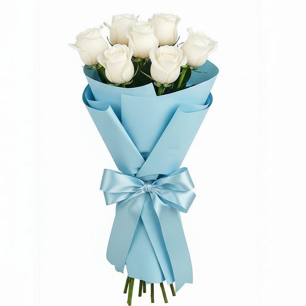 Букет 7 белых роз Проуд в Рыбном