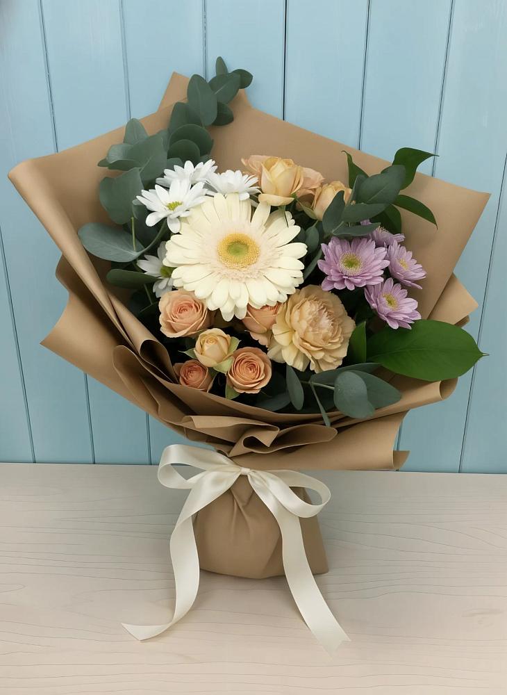 Букет цветов из: Герберы и Хризантемы в Рыбном