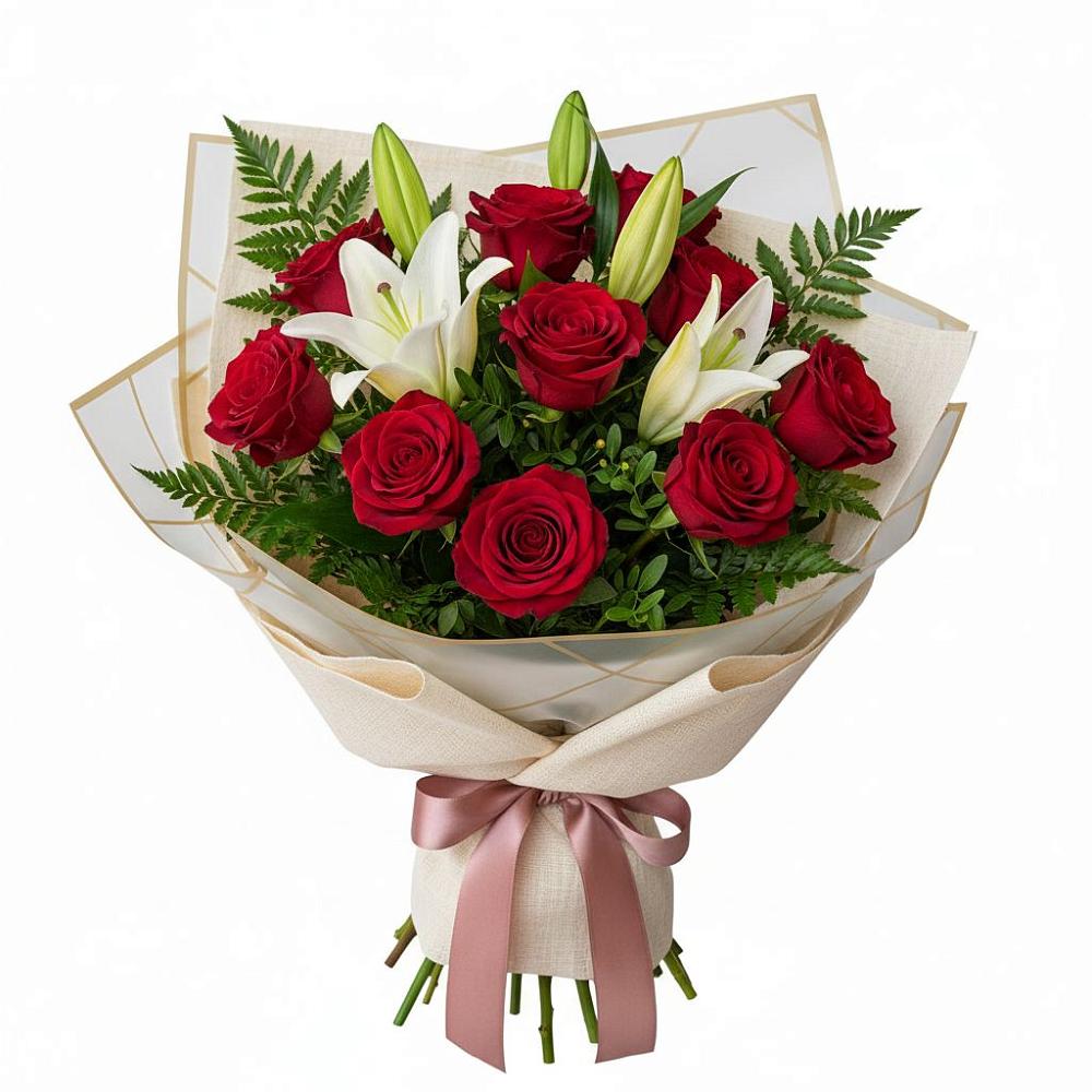 Букет цветов из: Лилии и Розы в Рыбном