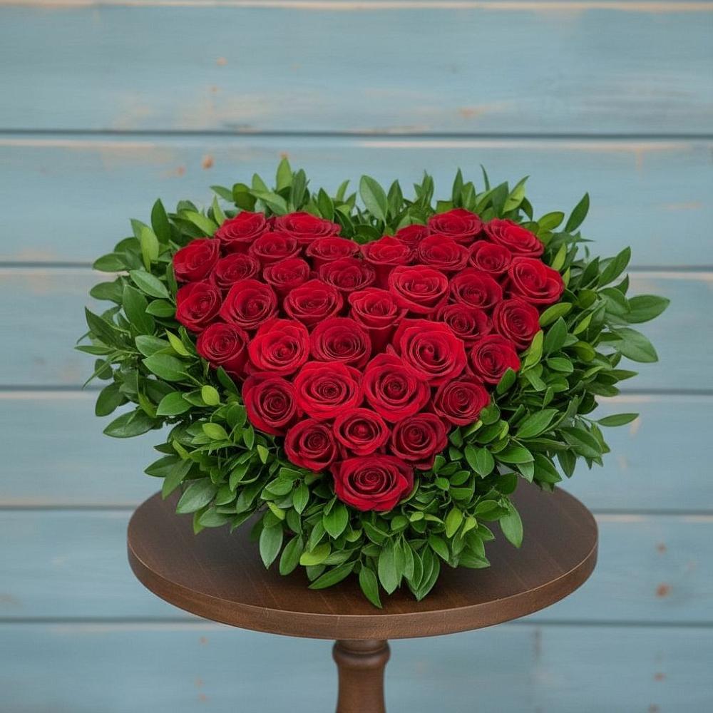 Цветочная композиция из Розы в виде сердца в Рыбном