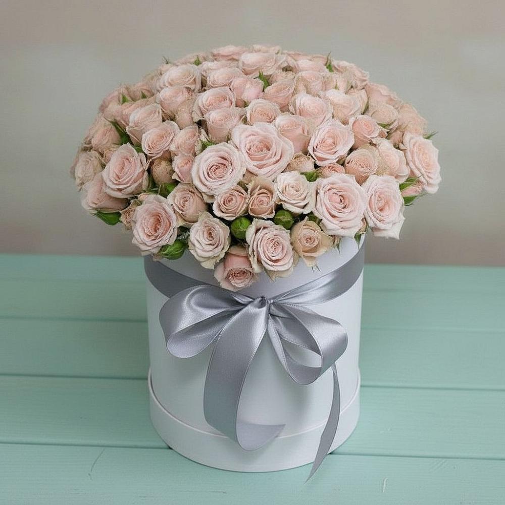 Цветочная композиция из Розы в шляпной коробке в Рыбном